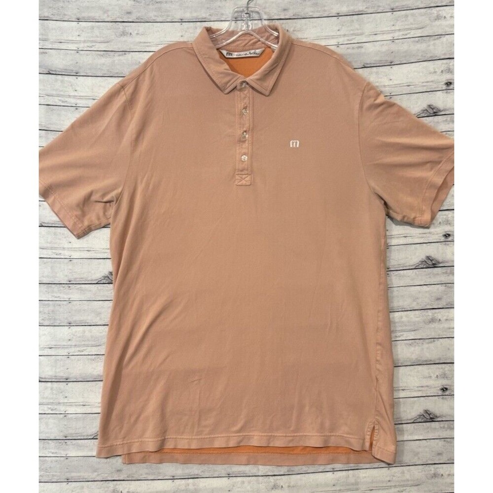 Travis Mathew Mens Short Sleeve Polo Shirt XL Orange Golf Stretch Cotton Blend